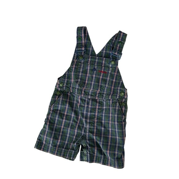 Vintage 90’s Gymboree Boys Toddler Green Plaid Bib Overalls Size Ex-Small